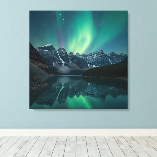 ETHERISCHE Aurora Triptiek - Noorderlicht Poster Canvas Afdruk (Insitu (Houten vloer))