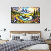 Etherische bergontsnapping - Symfonie van de natuu Canvas Afdruk (Insitu (Slaapkamer))