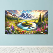 Etherische bergontsnapping - Symfonie van de natuu Canvas Afdruk (Insitu (Houten vloer))