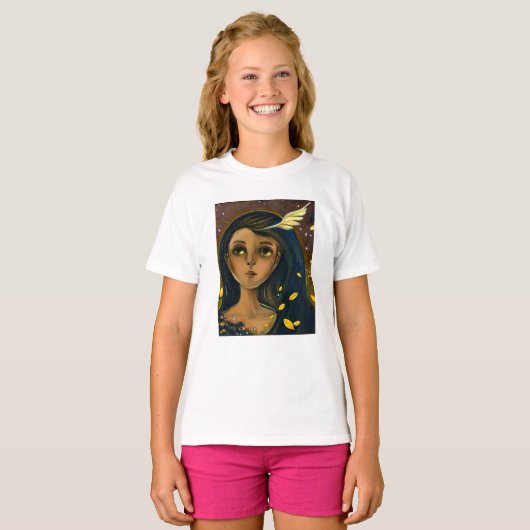 Etherische Betoverde Angelic Meisje T-shirt (Voorkant volledig)