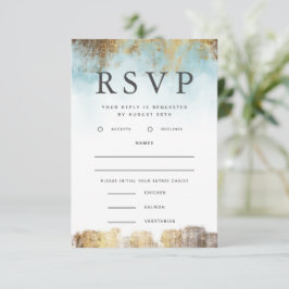 Etherische Blauw en Goud RSVP met Maaltijdkeuze
