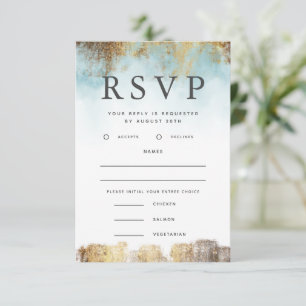 Etherische Blauw en Goud RSVP met Maaltijdkeuze