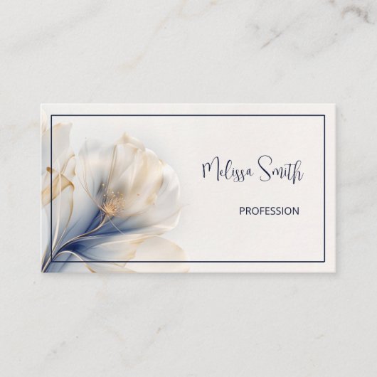 Etherische Blauw Gouden Bloemen Visitekaartje (Voorkant)