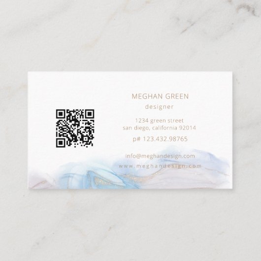 Etherische Blauwe Alcoholinkt Modern Visitekaartje (Achterkant)