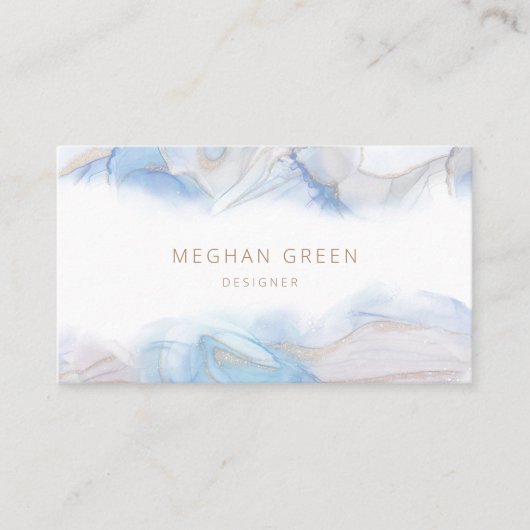 Etherische Blauwe Alcoholinkt Modern Visitekaartje (Voorkant)