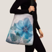 Etherische blauwe bloesem crossbody tas (Dichtbij)