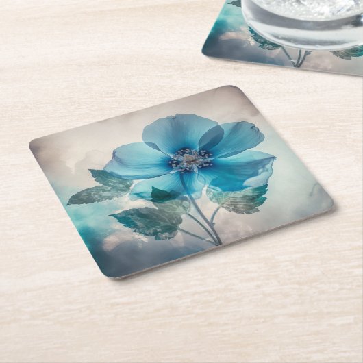 Etherische blauwe bloesem kartonnen onderzetters (Schuin)