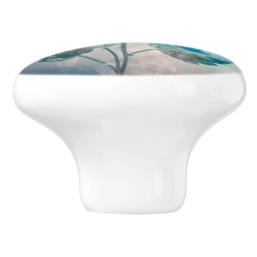 Etherische blauwe bloesem keramische knop (Zijkant)