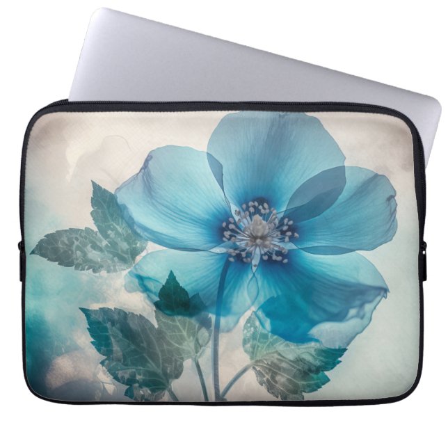 Etherische blauwe bloesem laptop sleeve (Voorkant)