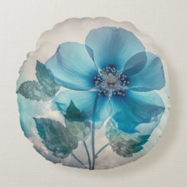 Etherische blauwe bloesem rond kussen