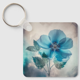 Etherische blauwe bloesem sleutelhanger