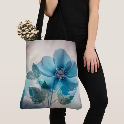 Etherische blauwe bloesem tote bag (Dichtbij)