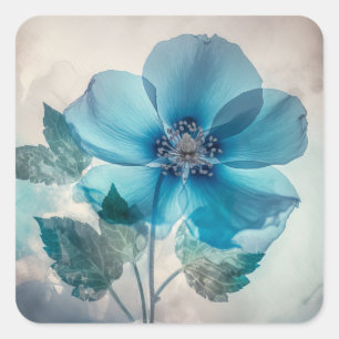Etherische blauwe bloesem vierkante sticker