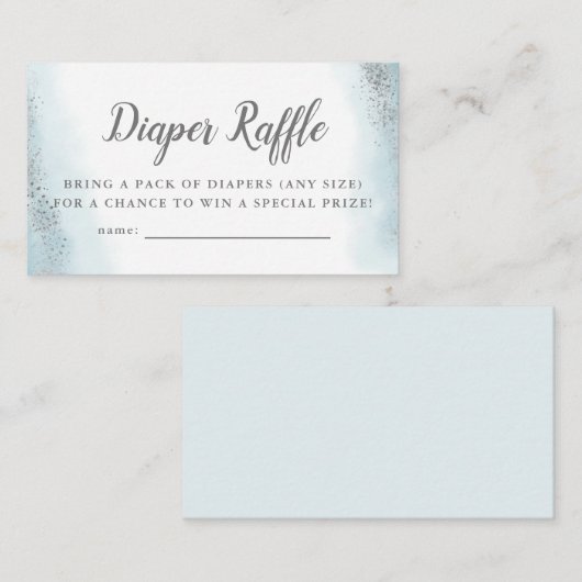 Etherische Blauwe en Zilveren Baby Shower Luierspe Informatiekaartje (Voorkant / Achterkant)