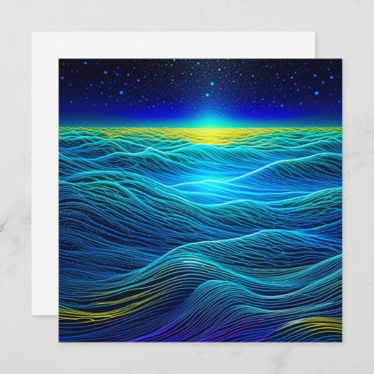 Etherische Blauwe Golven en Oceaanzonsondergang (Voorkant / Achterkant)