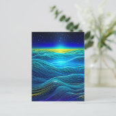 Etherische Blauwe Golven en Oceaanzonsondergang Briefkaart (Staand voorkant)