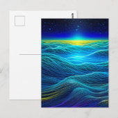 Etherische Blauwe Golven en Oceaanzonsondergang Briefkaart (Voorkant / Achterkant)