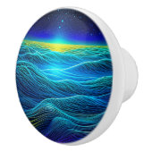 Etherische Blauwe Golven en Oceaanzonsondergang Keramische Knop (Rechts)