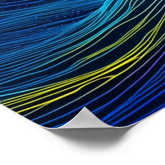 Etherische Blauwe Golven en Oceaanzonsondergang Poster (Hoek)