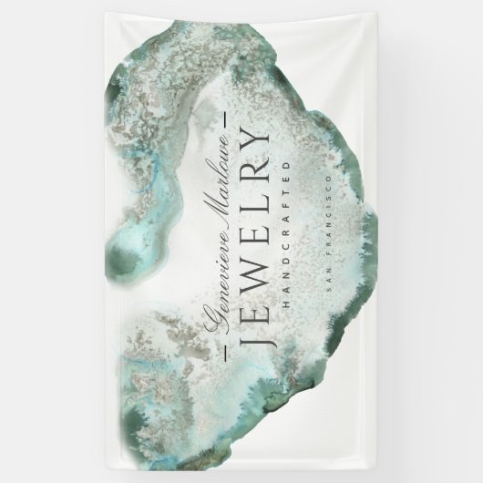Etherische Blauwe Groene Agaat Sieraden Designer Spandoek (Verticaal)