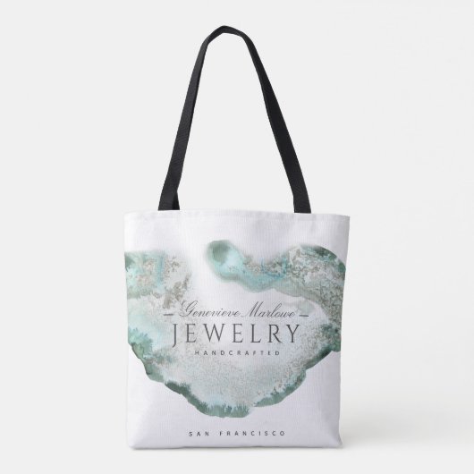 Etherische Blauwe Groene Agaat Sieraden Designer Tote Bag (Achterkant)