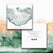 Etherische Blauwe Groene Agaat Sieraden Designer Vierkante Visitekaartje