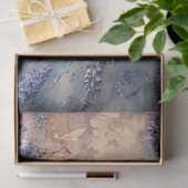 Etherische blauwe vogel en paarse wisteria tissuepapier (Geschenk)