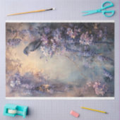 Etherische blauwe vogel en paarse wisteria tissuepapier (Craft)