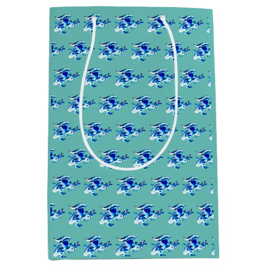 Etherische Blauwe Vorst Draak Scene Medium Cadeauzakje (Voorkant)