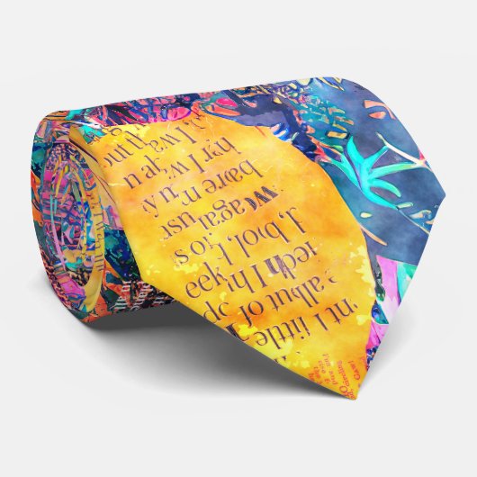 Etherische Blauwgroen en roze gele vogel aangepast Stropdas (Opgerold)