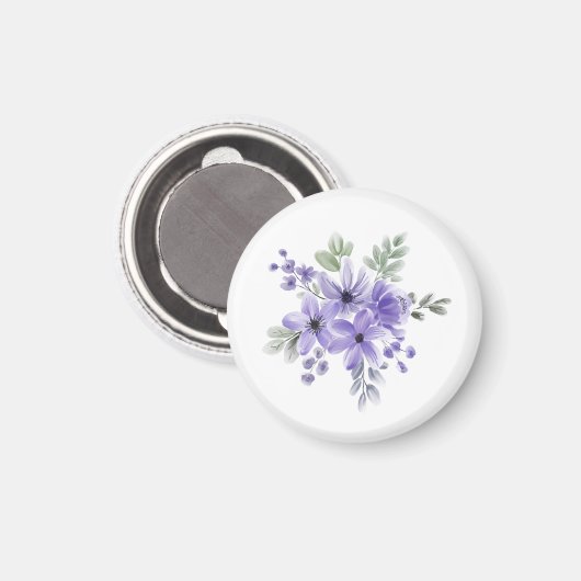 "Etherische bloei: Paarse Waterverf bloemenboeket Magneet (Voorkant / Achterkant)