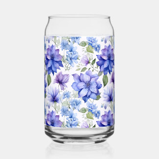 Etherische Bloemen Blauwe Paarse Bloemen Blikvorm Glas
