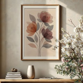 Etherische bloemen: gedempte Waterverf bloemenprin Poster