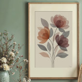 Etherische bloemen: gedempte Waterverf bloemenprin Poster