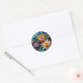 Etherische Bloemen: Gevulde Bloemen Papier Kunst Ronde Sticker (Envelop)