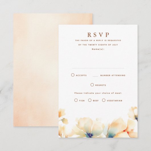 Etherische bloemenbruiloft RSVP-Kaarten RSVP Kaartje (Voorkant / Achterkant)