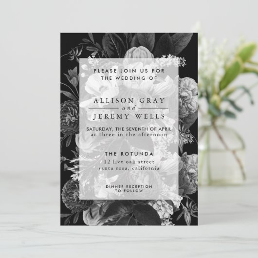 Etherische bloemenbruiloft uitnodiging (Staand voorkant)