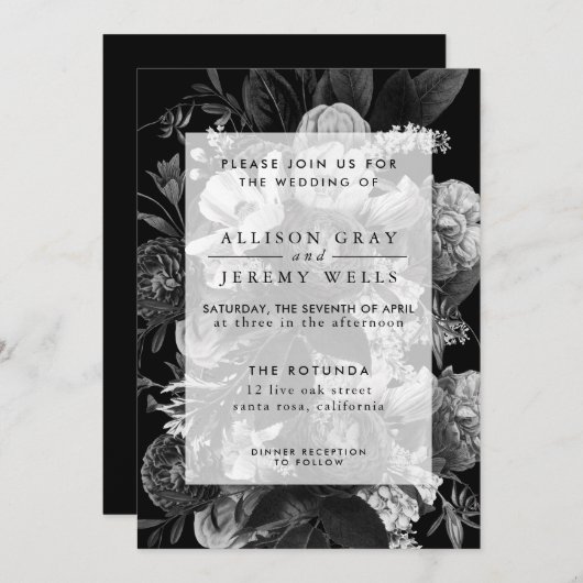 Etherische bloemenbruiloft uitnodiging (Voorkant / Achterkant)