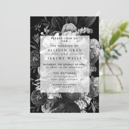 Etherische bloemenbruiloft uitnodiging (Staand voorkant)