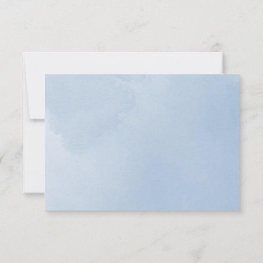 Etherische Blue Classic Script Waterverf Bruiloft RSVP Kaartje (Achterkant)