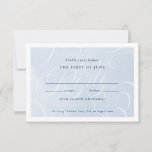 Etherische Blue Classic Script Waterverf Bruiloft RSVP Kaartje