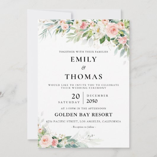 Etherische Blush bruiloft ceremonie uitnodiging (Voorkant)
