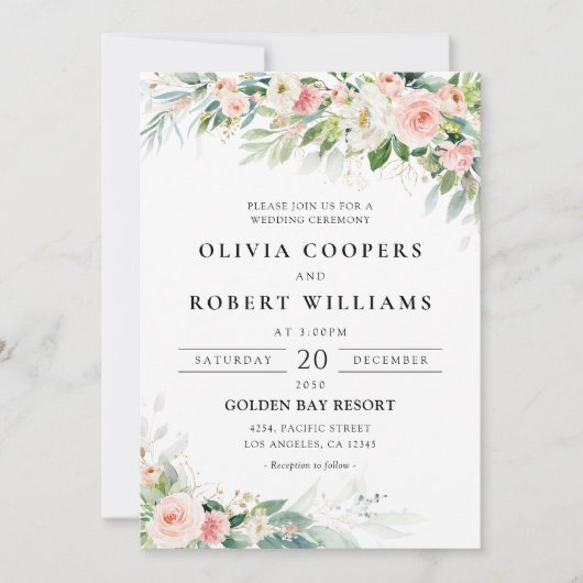 Etherische Blush bruiloft ceremonie uitnodiging (Voorkant)