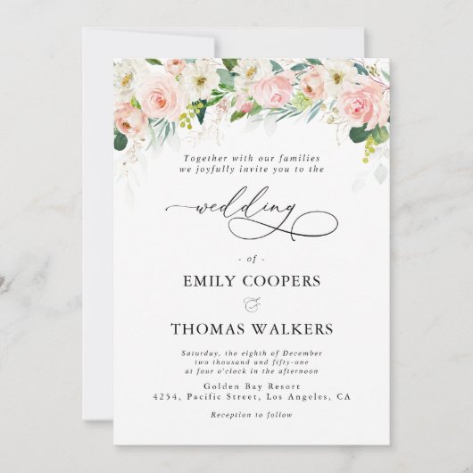 Etherische Blush bruiloft ceremonie uitnodiging (Voorkant)