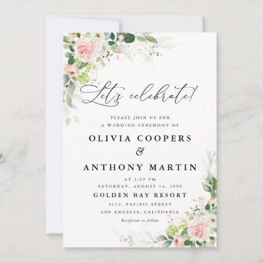 Etherische Blush bruiloft ceremonie uitnodiging (Voorkant)