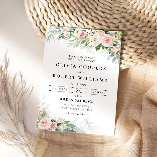 Etherische Blush bruiloft ceremonie uitnodiging