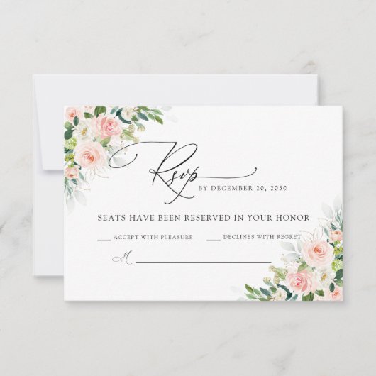 Etherische Blush Bruiloft RSVP Kaart (Voorkant)