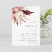 Etherische Blush en Bourgondische Bohemian bruilof Kaart (Staand voorkant)