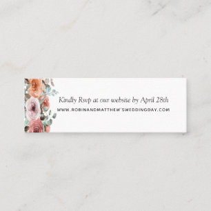Etherische Blush Peach Bloemen Website RSVP Mini Visitekaartje