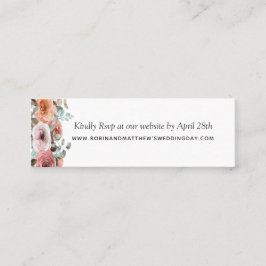 Etherische Blush Peach Bloemen Website RSVP Mini Visitekaartje